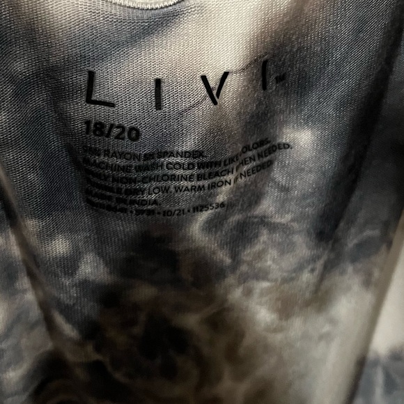 LIVI Lane Bryant Wide Leg Jumpsuit Cropped Tie Dye Tie Waist Pockets - Picture 4 of 5